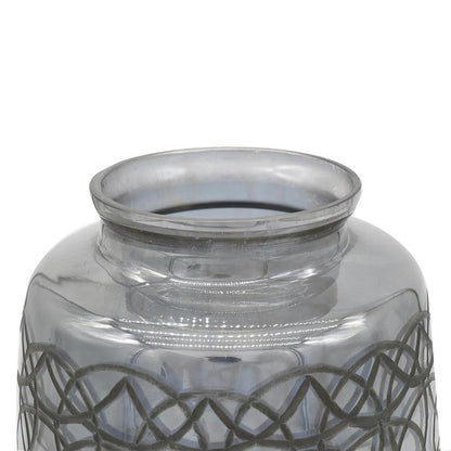 12" Dark Gray Geometric Round Glass Table Vase