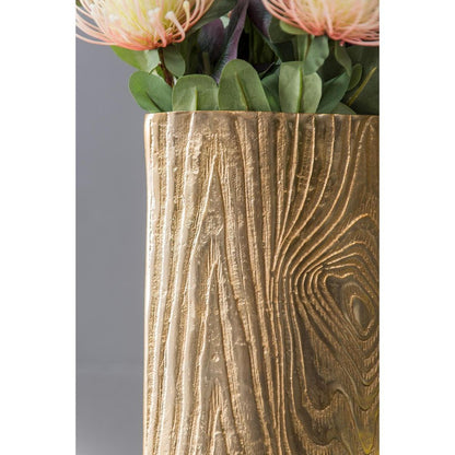 10" Gold Aluminum Oval Faux Wood Table Vase