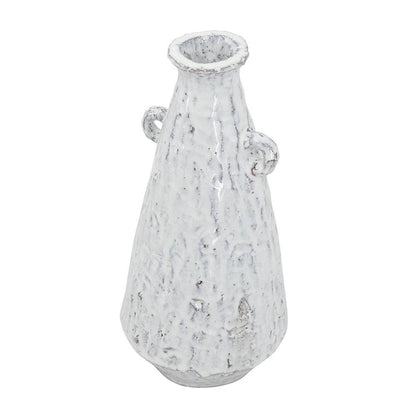 12" White Terracotta Tapered Jug Vase