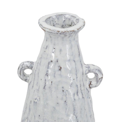 12" White Terracotta Tapered Jug Vase