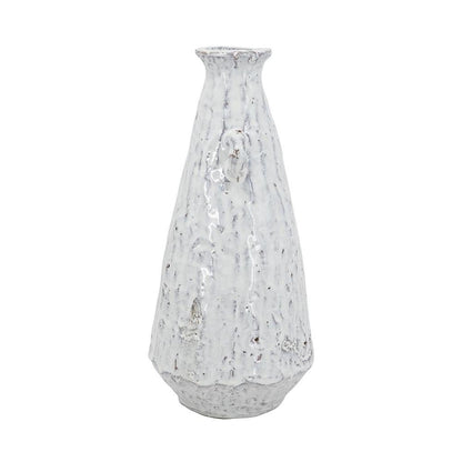 12" White Terracotta Tapered Jug Vase