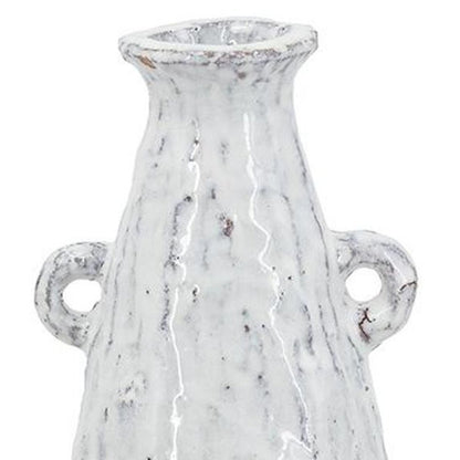 12" White Terracotta Tapered Jug Vase