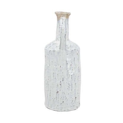 13" White Terracotta Cylinder Jug Vase