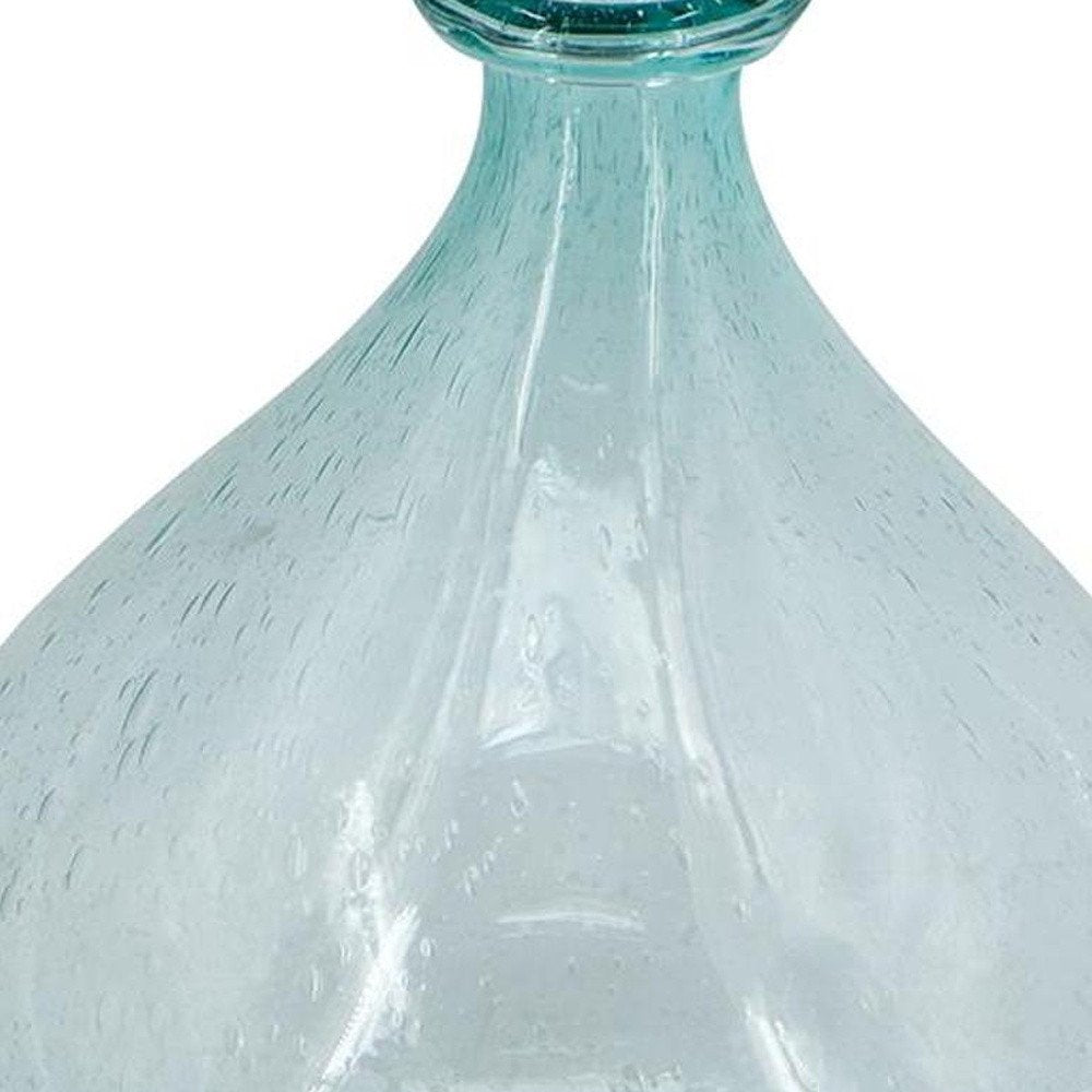 10" Aqua Bubble Glass Round Table Vase