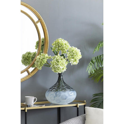 13" Light Blue Hammered Glass Table Vase