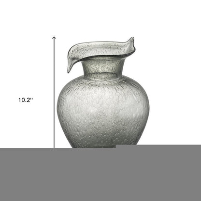 10" Light Gray Bubble Glass Round Table Vase
