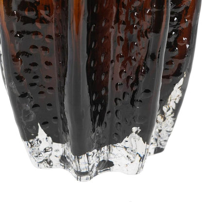 12" Burnt Umber Wavy Glass Table Vase
