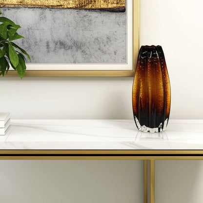 12" Burnt Umber Wavy Glass Table Vase