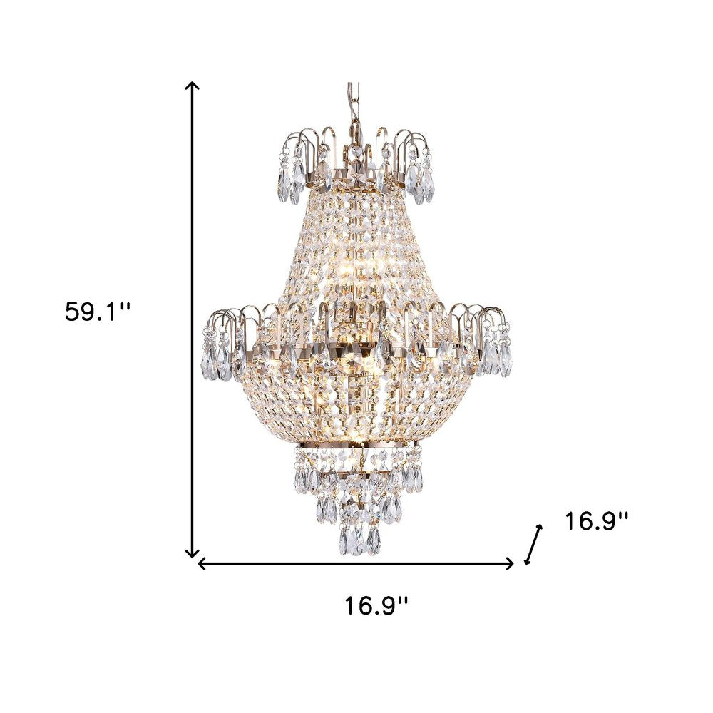 Gold Seven Light Metal Chandelier With Gold Shades