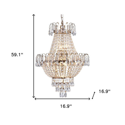 Gold Seven Light Metal Chandelier With Gold Shades