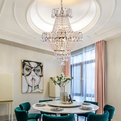 Gold Seven Light Metal Chandelier With Gold Shades