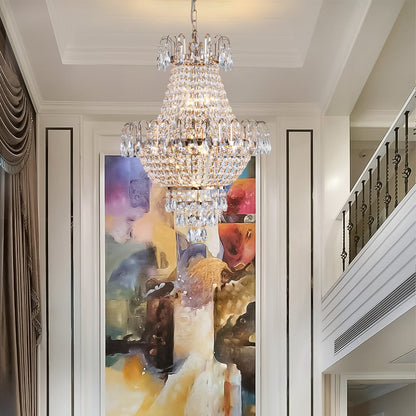 Gold Seven Light Metal Chandelier With Gold Shades