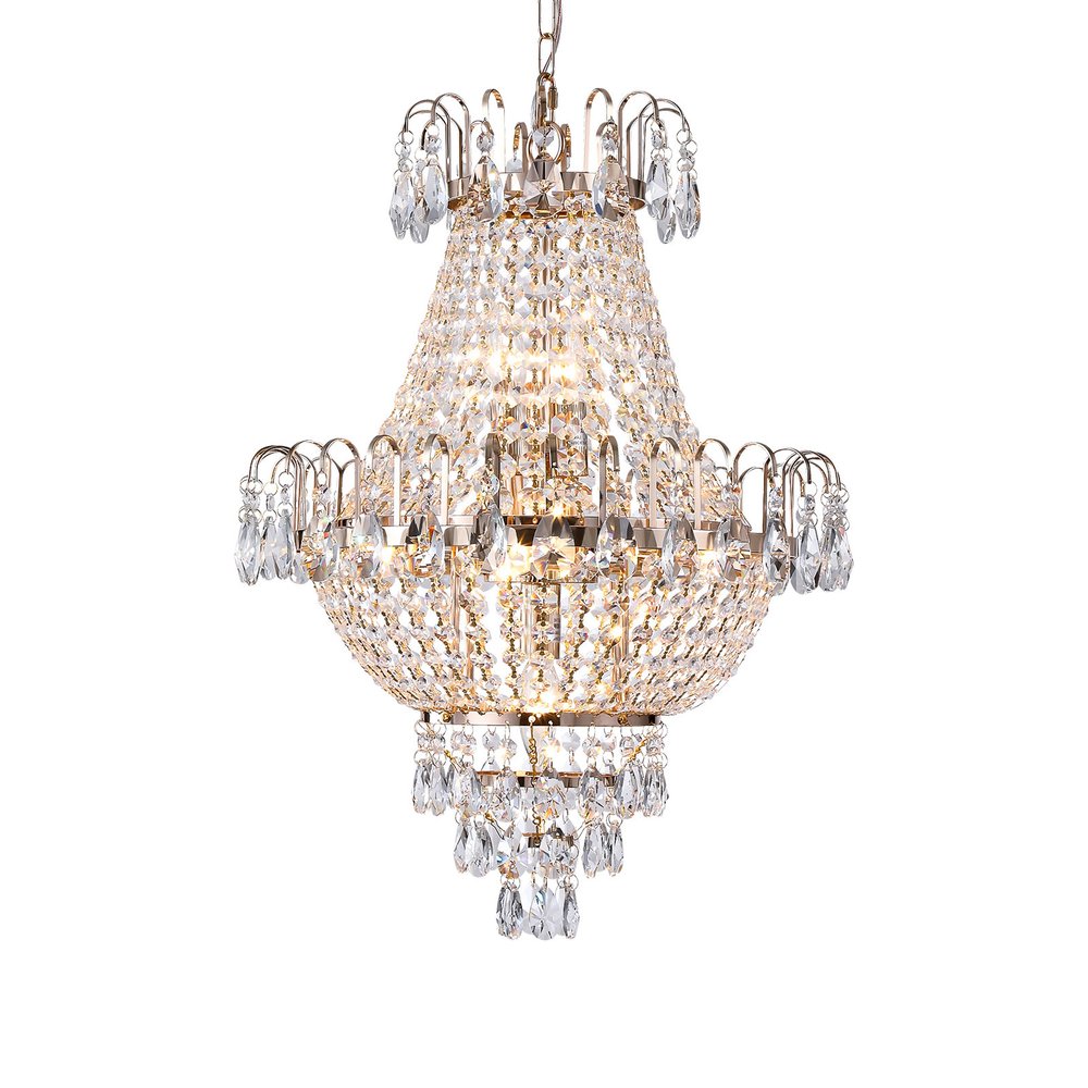 Gold Seven Light Metal Chandelier With Gold Shades