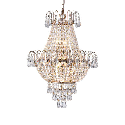 Gold Seven Light Metal Chandelier With Gold Shades