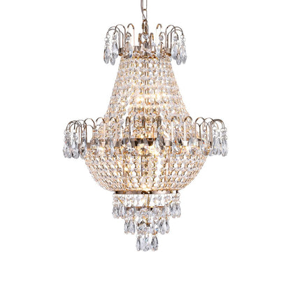 Gold Seven Light Metal Chandelier With Gold Shades