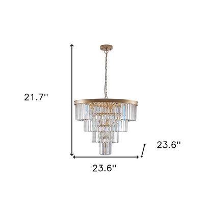 Gold Twelve Light Metal Chandelier With Gold Shades