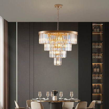Gold Twelve Light Metal Chandelier With Gold Shades