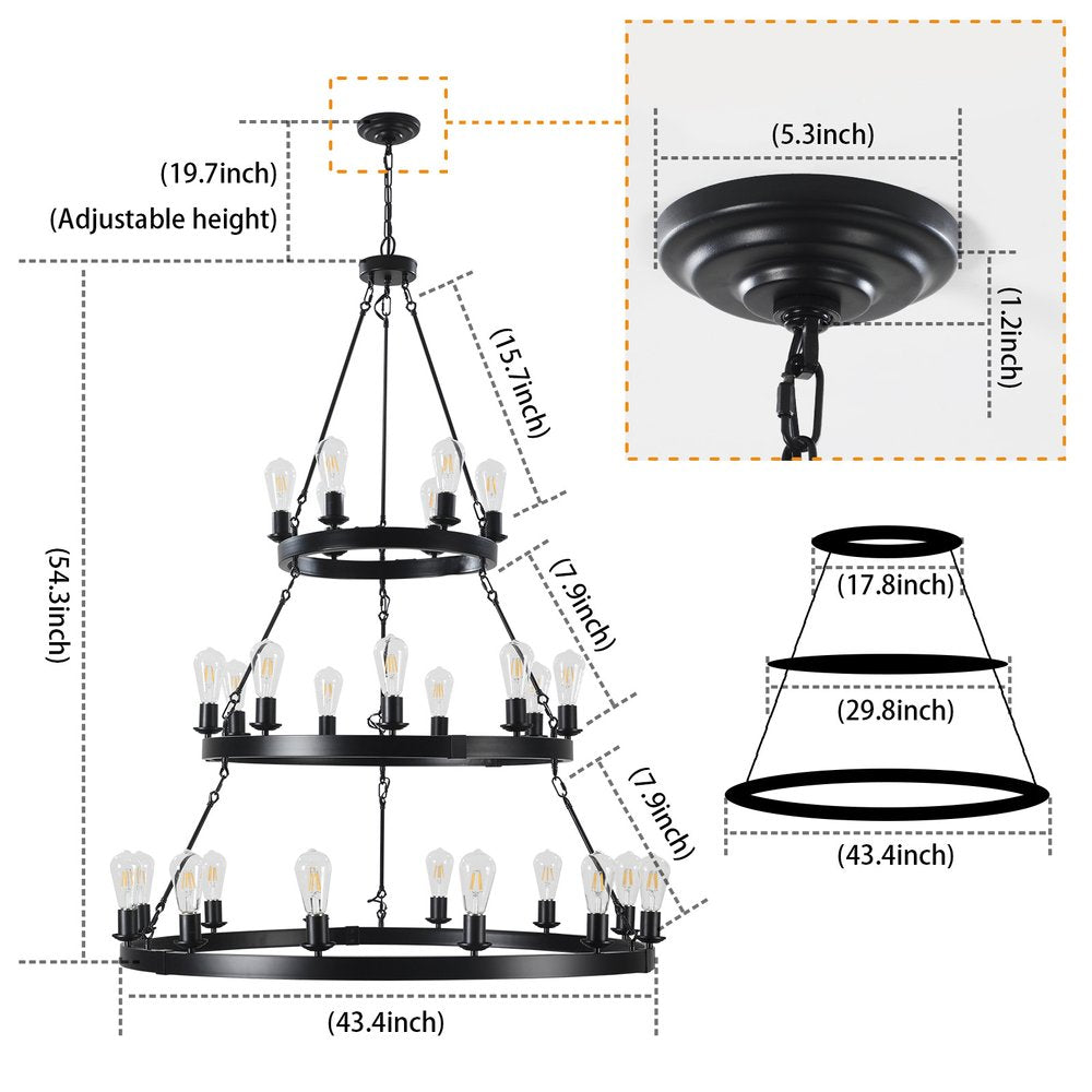 Black Chandelier Metal Ceiling Light