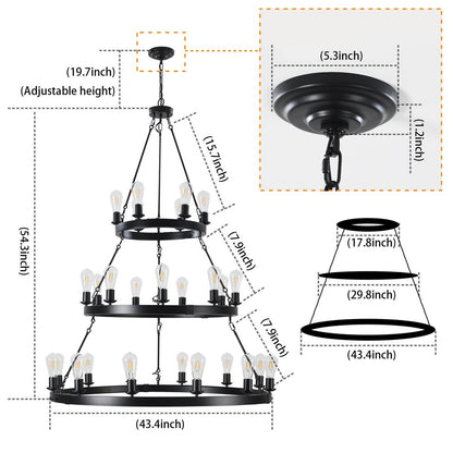 Black Chandelier Metal Ceiling Light