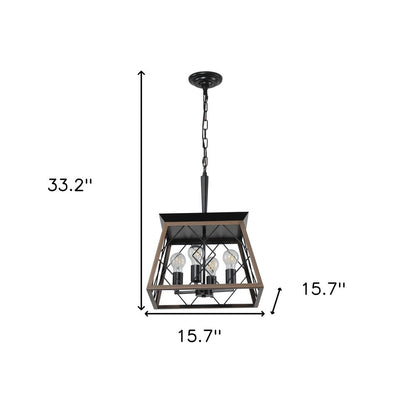 Black Four Light Metal Chandelier With Black Shades