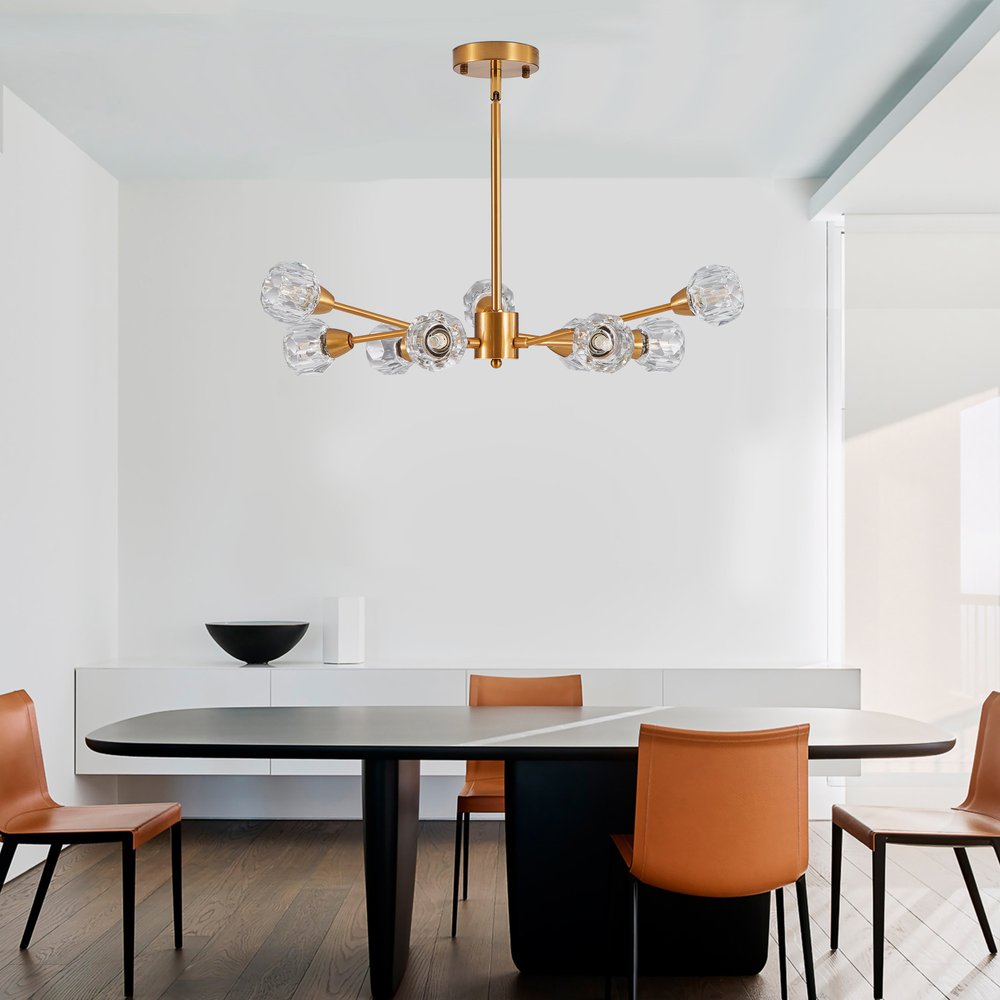 Gold Nine Light Metal Chandelier