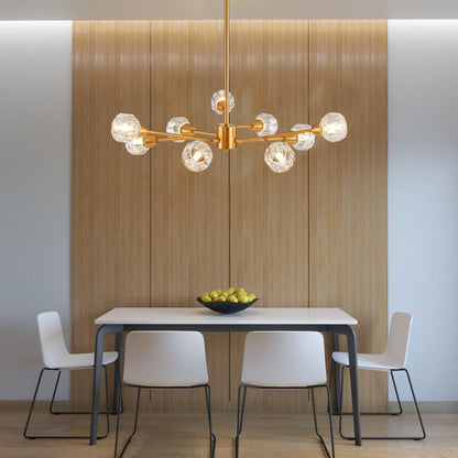 Gold Nine Light Metal Chandelier