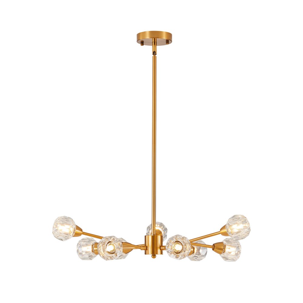 Gold Nine Light Metal Chandelier
