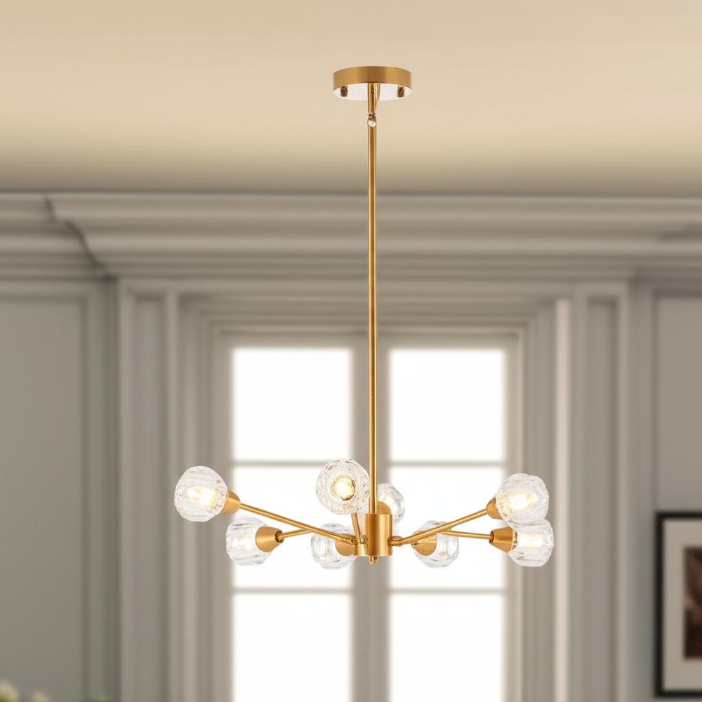 Gold Nine Light Metal Chandelier