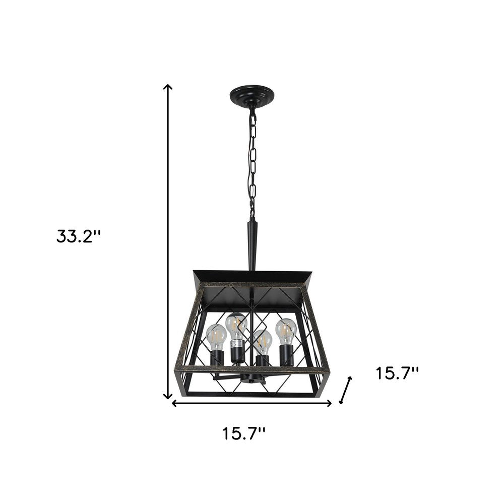 Gold Four Light Metal Chandelier With Gold Shades