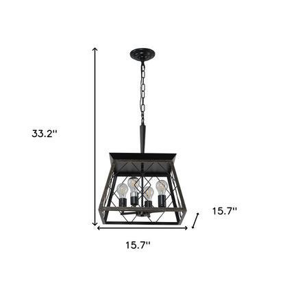 Gold Four Light Metal Chandelier With Gold Shades