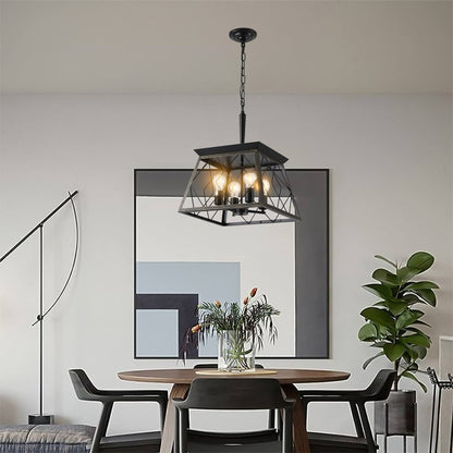 Gold Four Light Metal Chandelier With Gold Shades