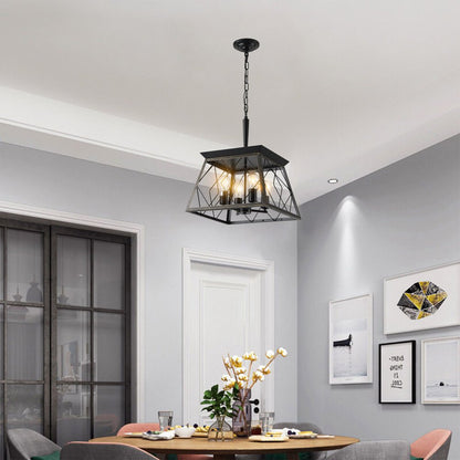 Gold Four Light Metal Chandelier With Gold Shades