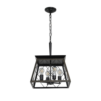 Gold Four Light Metal Chandelier With Gold Shades