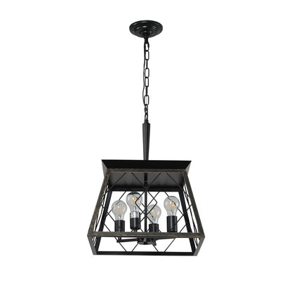 Gold Four Light Metal Chandelier With Gold Shades