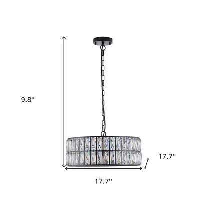 Black Six Light Metal Chandelier With Black Shades