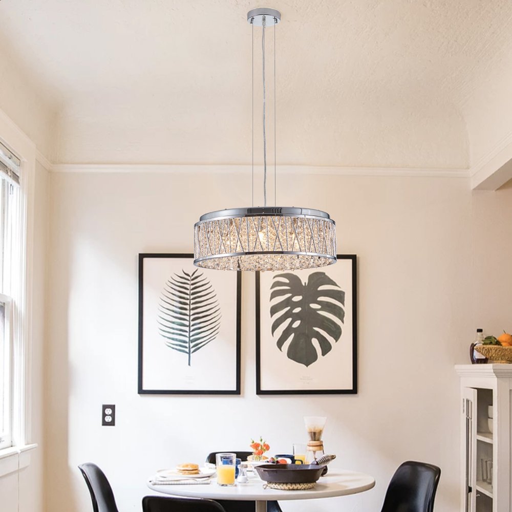 Silver Seven Light Metal Chandelier With Silver Shades
