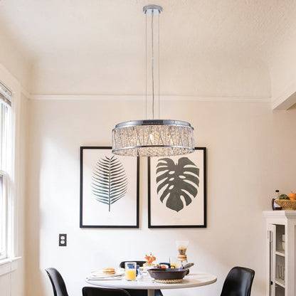 Silver Seven Light Metal Chandelier With Silver Shades