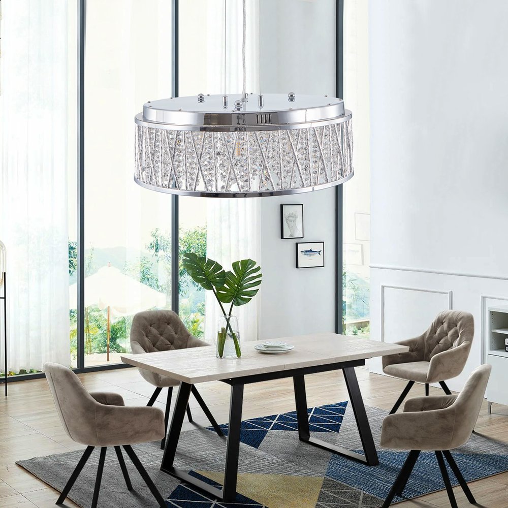 Silver Seven Light Metal Chandelier With Silver Shades