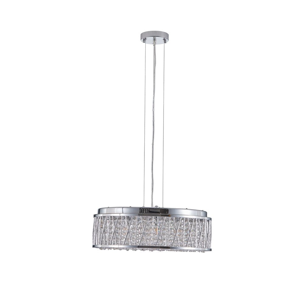 Silver Seven Light Metal Chandelier With Silver Shades
