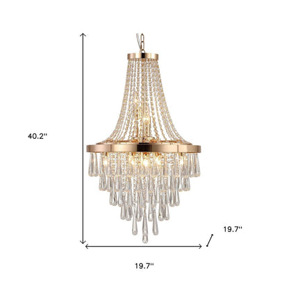Gold Eleven Light Metal Chandelier With Gold Shades
