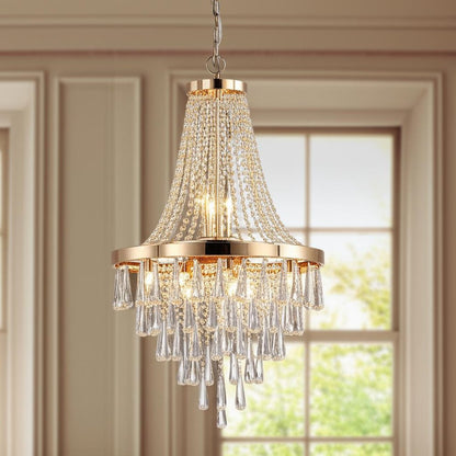 Gold Eleven Light Metal Chandelier With Gold Shades