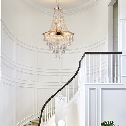 Gold Eleven Light Metal Chandelier With Gold Shades