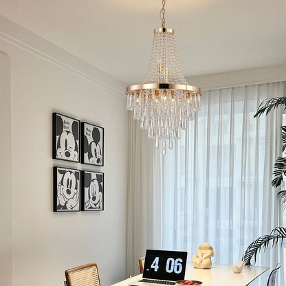Gold Eleven Light Metal Chandelier With Gold Shades