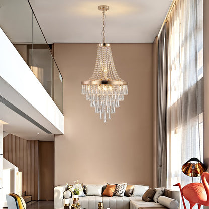 Gold Eleven Light Metal Chandelier With Gold Shades