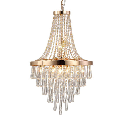 Gold Eleven Light Metal Chandelier With Gold Shades