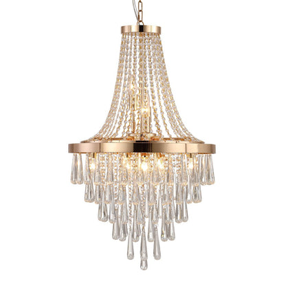 Gold Eleven Light Metal Chandelier With Gold Shades