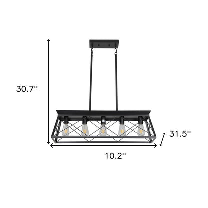 Black Five Light Metal Chandelier With Black Shades