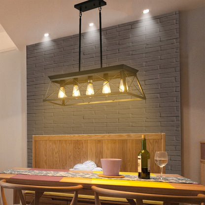 Black Five Light Metal Chandelier With Black Shades
