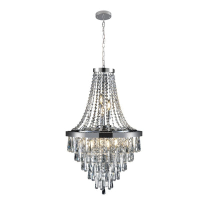 Amber Ten Light Metal Chandelier With Amber Shades