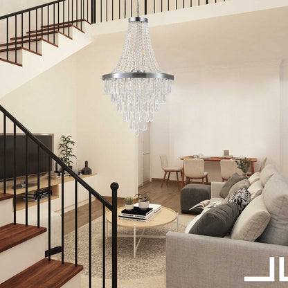 Amber Ten Light Metal Chandelier With Amber Shades